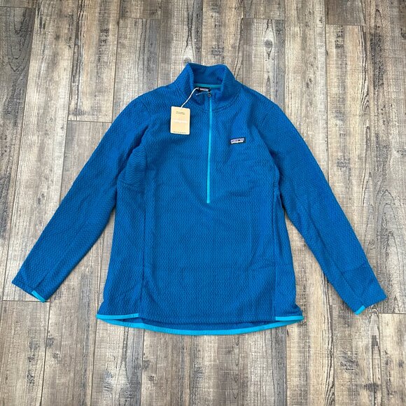 New Patagonia R1 Air 1/2 Zip Neck Womens 2XL Lagom Blue Pullover Fleece Pullover - Picture 3 of 9